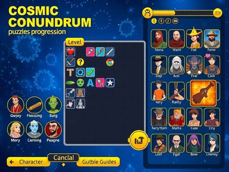 Cosmic Conundrum character gallery showing various guides