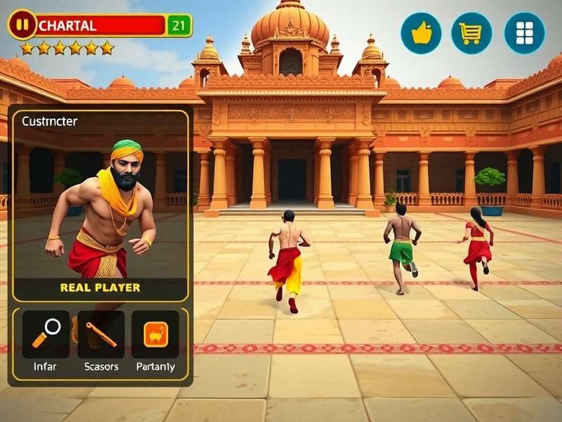 Run In Indian Temples character customization screen showing traditional Indian attire options