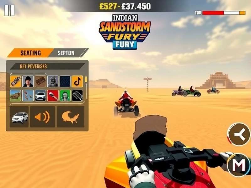 Indian Sandstorm Fury gameplay screenshot showing desert racing
