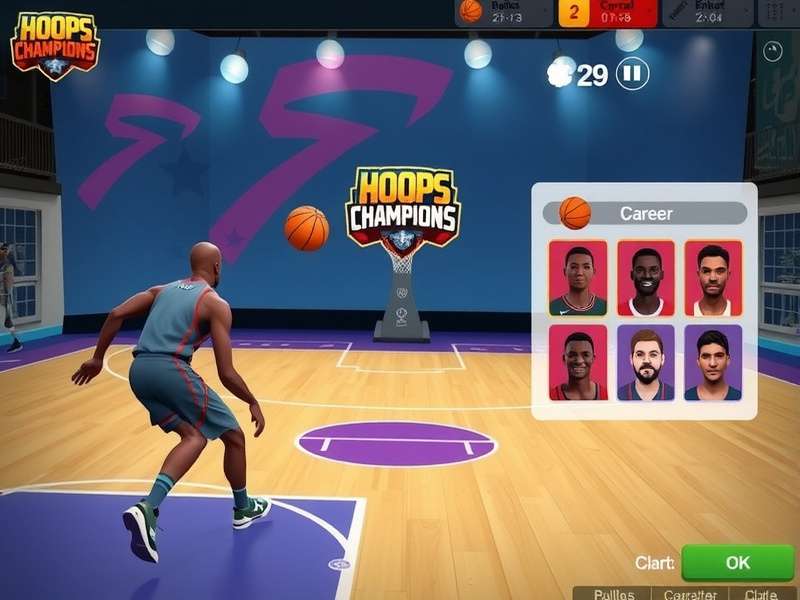 Hoops Champions gameplay screenshot showing basketball action