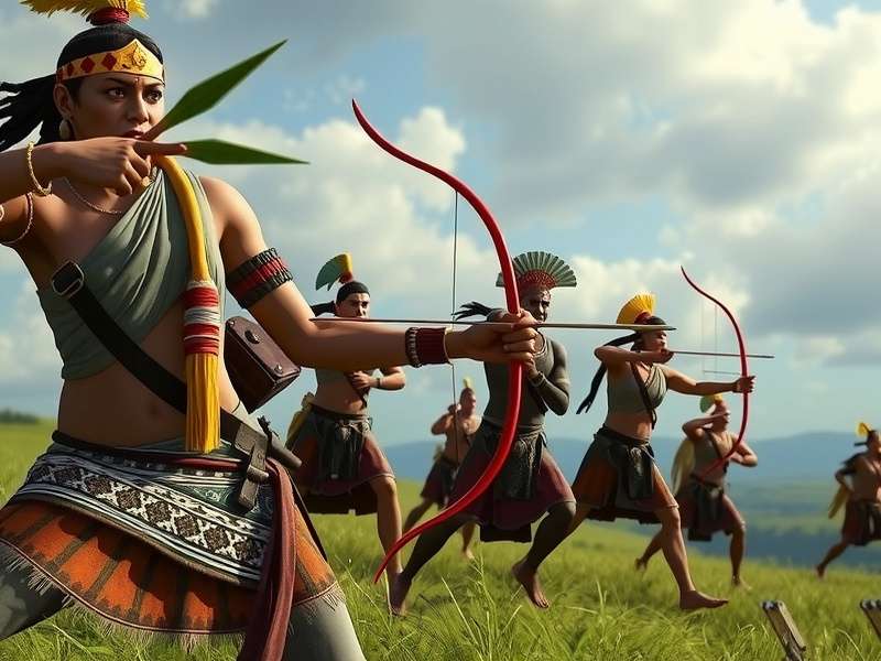 Historical Indian archers in traditional attire