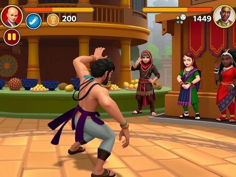 Quest For Cinnamon Gold gameplay screenshot showing character in Indian marketplace