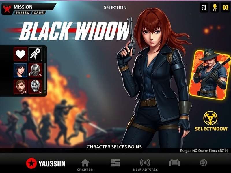 Black Widow game main interface showing character selection and mission overview