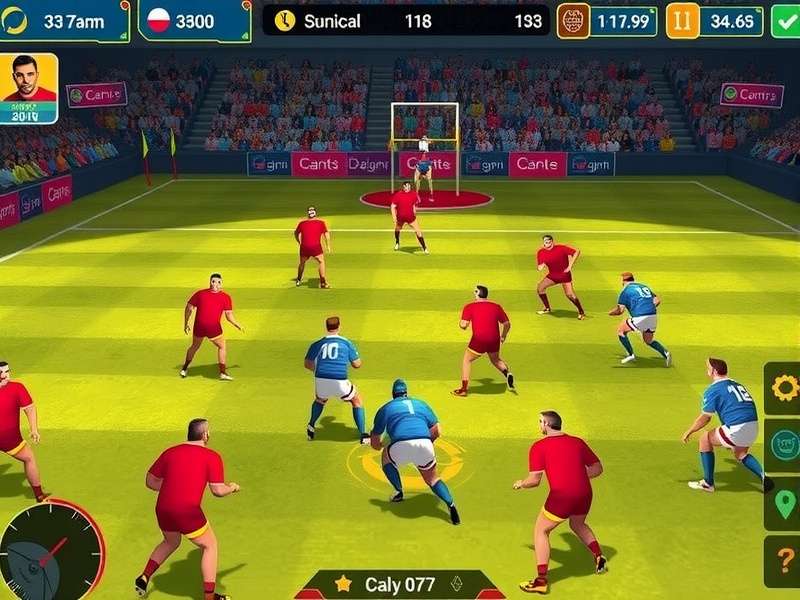 Rugby Sultans India gameplay screenshot showing intense rugby action
