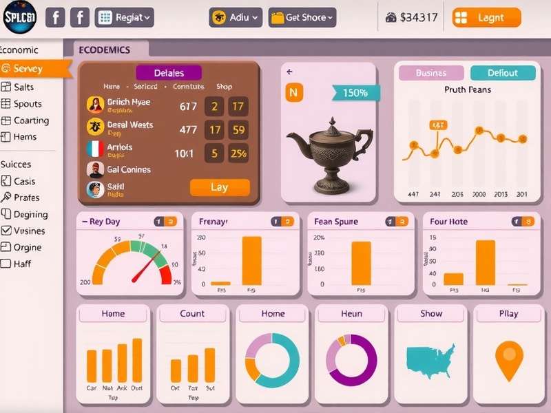 Spiced Chai Mogul Pro economic dashboard showing business metrics
