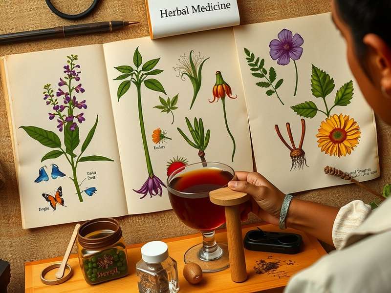 Historical Indian manuscripts showing herbal medicine illustrations