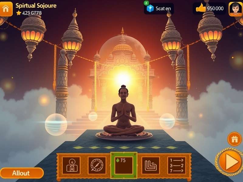 Spiritual Sojourn gameplay interface showing meditation techniques and progress tracking