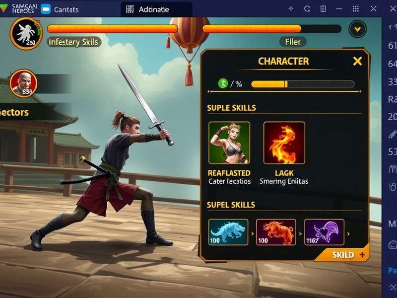 Bengal Samurai Heroes character progression interface
