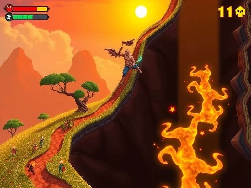 Fiery Trek gameplay showing character navigating through mystical Indian landscape