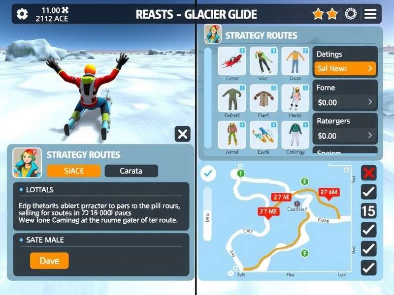 Agile Ace Glacier Glide strategy map showing optimal racing routes
