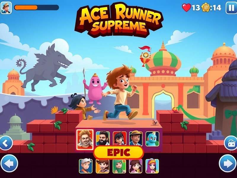 Ace Runner Supreme character selection screen showing diverse Indian-themed characters