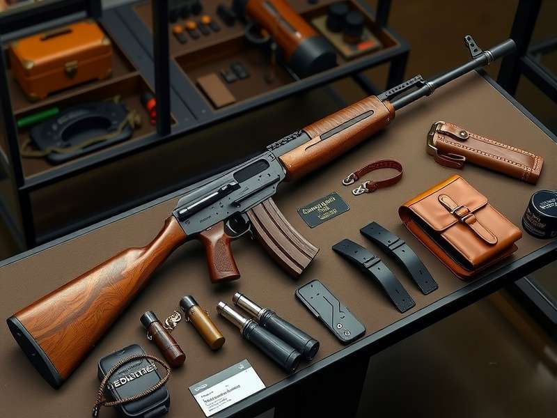 Hindustan Battle Rifle display with accessories