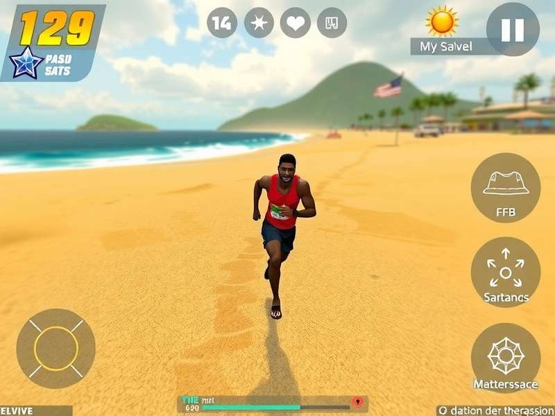 Gokarna Beach Runner Elite gameplay screenshot showing character running on beach