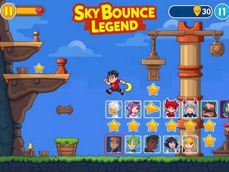 Sky Bounce Legend character selection screen showing diverse roster