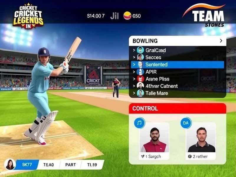 Cricket Legends IN team management interface