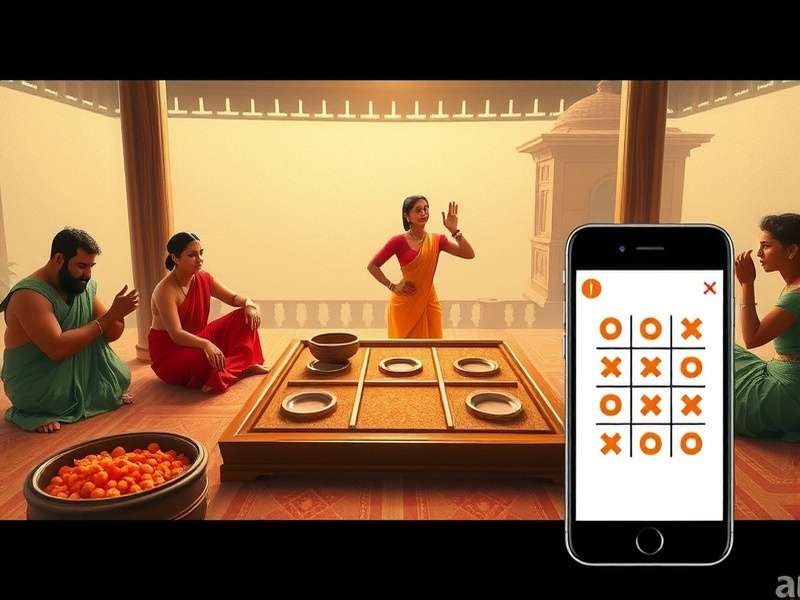 Traditional Tic Tac Toe Malayali board setup