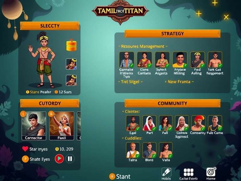 Tamil Trot Titan gameplay interface showing character selection and cultural elements