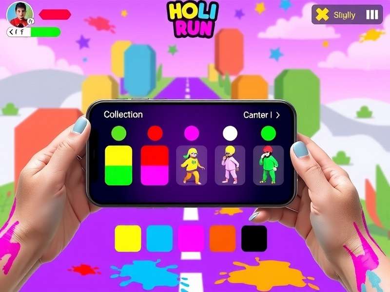 Holi Ultra Run gameplay showing colorful characters and environments