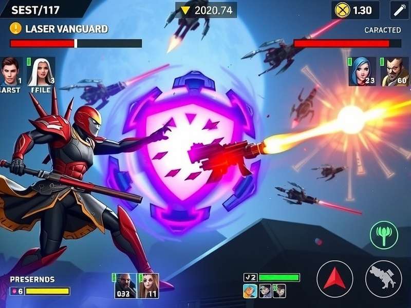 Laser Vanguard Legend gameplay screenshot showing intense laser combat