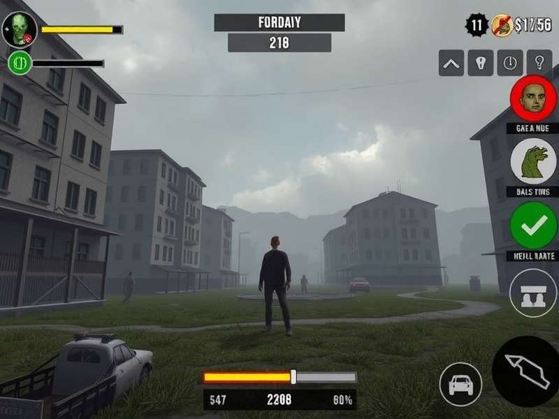 Zombie Outbreak Survivor gameplay screenshot showing character in urban environment