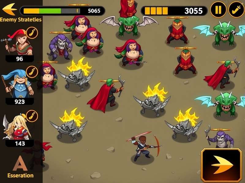 Archero Heroic Saga battle strategy illustration showing enemy patterns