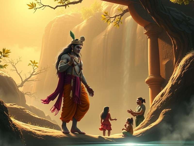 Mythological scenes from Krishna S Celestial Abode