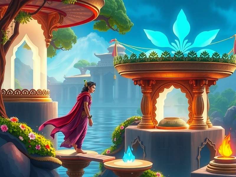 Krishna S Celestial Abode character interaction scene