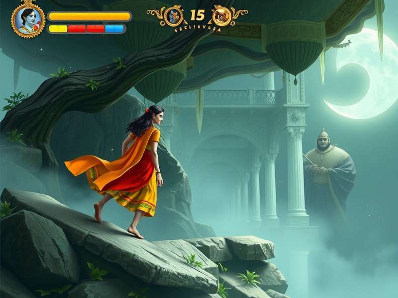 Krishna S Celestial Abode gameplay screenshot showing divine environments