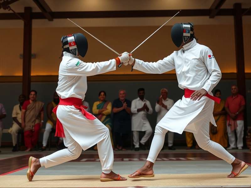 Andhra Fencing footwork and stance demonstration