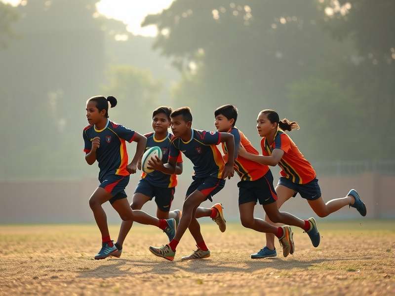 Indian rugby team in action during a match