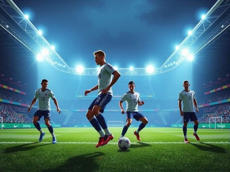 FIFA World Cup Trophy with football stadium background