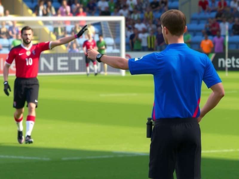 FIFA referee showing yellow card during professional football match