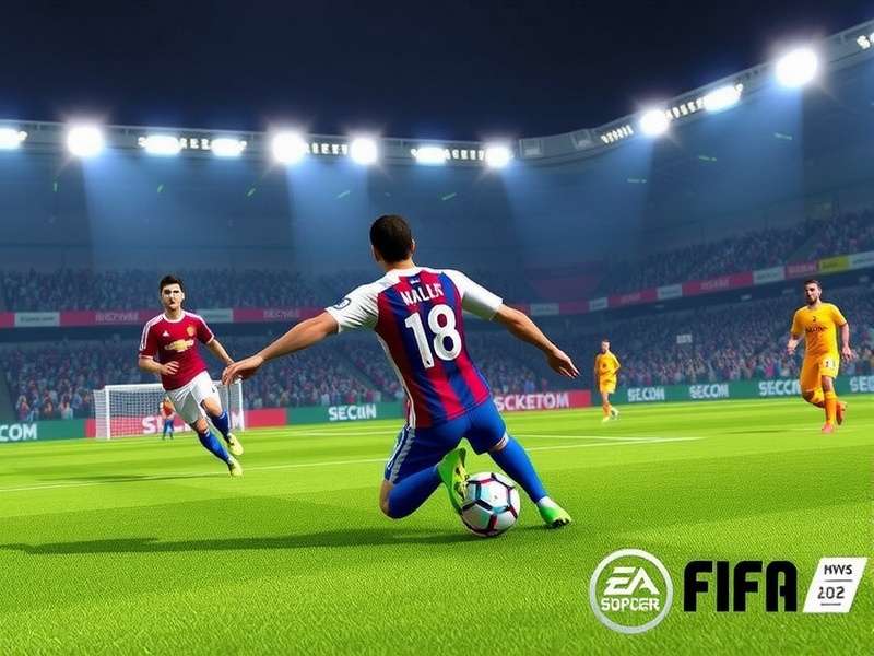 A competitive gamer playing FIFA Soccer on a high-end setup