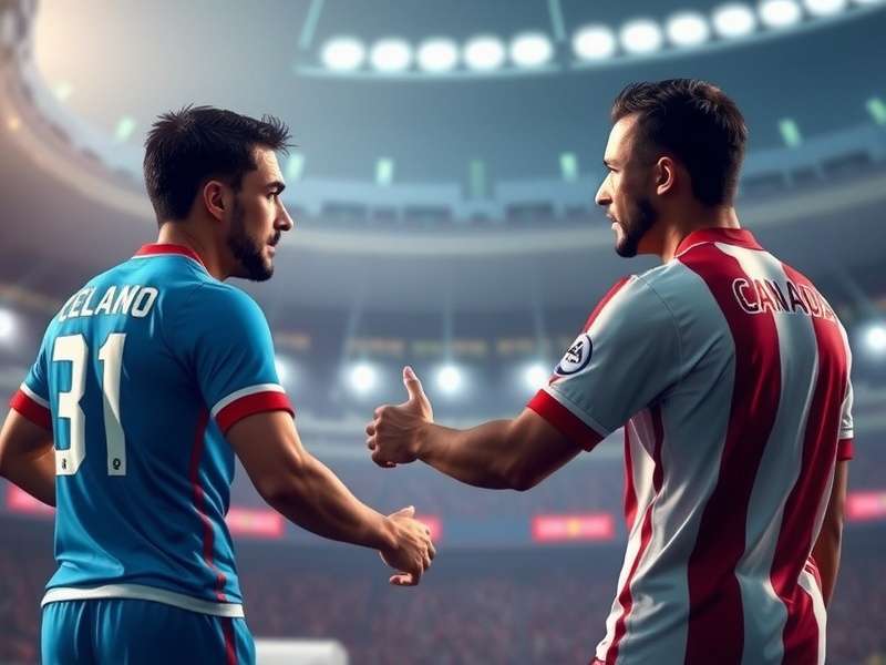 FIFA Canada soccer stadium with players celebrating