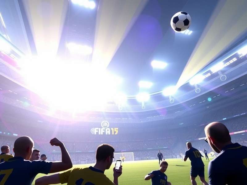 FIFA Soccer gameplay action shot featuring Indian players and stadium atmosphere